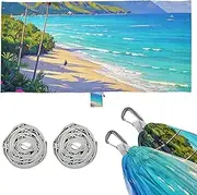 Blue Summer Beach in Hawaii Camping Hammock with Hanging Rope Hanging Hammock for Outside Beach Patio Garden