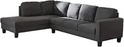 Evelyn 5-Seater Sofa, L-Shape Couch, Chaise on Right, Living Room Furniture, Crafted with Fabric Upholstery and Eucalyptus Wood Frame, Shelter Arm Design, Overall: 86 H x 281 W x 84.5/197 D CM