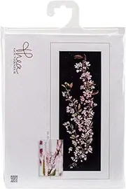 Thea Gouverneur - Counted Cross Stitch Kit - Japanese Blossom - Aida Black - 18 count - Embroidery Kit for Adults - DMC Embroidery Threads and other Cross Stitch Supplies Included - 481.05