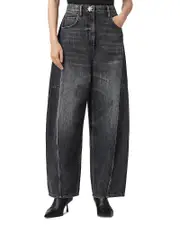 Allsaints Carter High Rise Barrel Leg Jeans in Washed Black