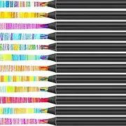 Jotia 12Pcs Multicoloured Rainbow Pencils, Wooden Colored Drawing Kit for Adults and Kids - Fun Bulk Cute Colouring Set