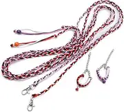 Small Pet Squirrel Hamster Guinea Pig Outdoor Leash Walking Training Lead Harness Adjustable Collar Nylon Soft Long Bell Design Pink Purple Black Red 2Pcs