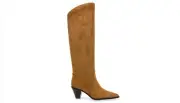 Anne Klein Women's Ware Pointed Toe Knee High Boots - Dark Natural Microsuede