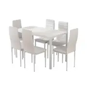 Artiss Dining Chairs and Table Dining Set 6 Chair Set Of 7 White