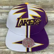 Los Angeles Lakers Hat Mens Purple White Mitchell & Ness Shockwave Snapback Cap