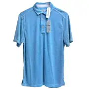 Tommy Bahama Short Sleeve Paradiso Cove Polo Hazy Teal Blue Striped $99