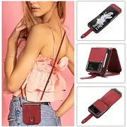 Phone Case For Samsung Galaxy Z Flip 6 Z Flip 5 Z Flip 4 Z Flip 3 Wallet Case Portable Zipper with Removable Cross Body Strap Solid Colored PU Leather