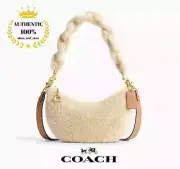 COACH Mira 2way Shoulder Bag CN316 Brass/Beige Shearling Glovetanned Leather New