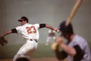 Baltimore Orioles Chuck Estrada In Action 1963 Old Baseball Photo