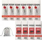 KKBestPack Zippo Lighter Replacement 6 Flint Dispensers (36 Flints) & 4 Wicks 10 Value Pack Bundle with Pouch