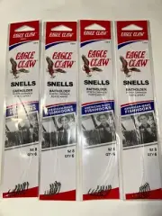 EAGLE CLAW SNELLED FISH HOOKS NO. 139-8 SIZE 8 (QTY 4)