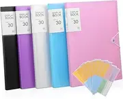SHOWERORO 5 Pcs Portfolio Folder Binder Inserts A4 Presentation Book Clear Plastic Sleeves for Document Organization with Stickers