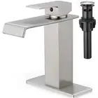 Brass Brushed Nickel Waterfall Faucet, Single Handle Bathroom Faucet, 4 Inch ...