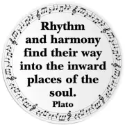 Rhythm And Harmony Into Soul Plato Quote - Circle Sticker Decal 3 Inch