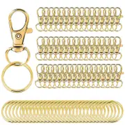 100PCS Swivel Clasps Lanyard Snap Hooks with Key Rings, Key Chain Clip Hooks Lobster Claw Clasps fo Gold