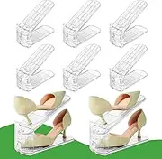 DEEKNAKA Shoe Slots Organizer, Clear Shoe Stacker for Closet Adjustable Shoe Rack Storage Space Saver,Shoes Display Shelf Shoe Holder for Organization,6 Pack