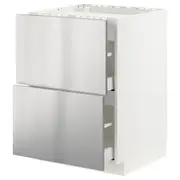 METOD / MAXIMERA base cab f hob/2 fronts/2 drawers, white/Vårsta stainless steel, 60x60x80 cm