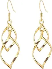 Earring Hoop,Nose Lip Rings,Stud Earrings,Earring Sets for Women, Twisted Diamond Layered Earrings Double Ring Ladies OL Classic Fashion Super Shiny Alloy Earrings Festival Gift (Color : Gold, Size