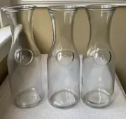 Glass Carafe 1 Liter Elegant Wine Decanter/Drink Pitcher Narrow Neck Clear Set/3