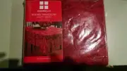 NEW Christmas Essential Home round poinsettia ribbons red Tablecloth 70"
