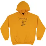 Thrasher Magazine Gonz Logo Mark Gonzales Gold Skateboard Hooded Sweatshirt