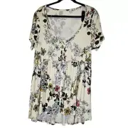 NEW Torrid 1 Babydoll Super Soft Button-Front 3/4 Sleeve Top Cottage Hi Low