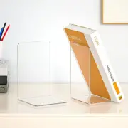 4PCS Transparent Bookends Stand Acrylic Bookend Bookshelf Library