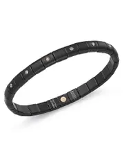 Roberto Demeglio 18K Rose Gold & Matte Black Ceramic Pura Bracelet with Alternating Champagne Diamond Bezels