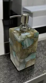 5'' Natural Agate Stone Soap Dispenser Luxurious Bathroom Accessorie New Home