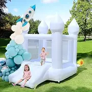 iLink-outer White Bounce House Indoor Outdoor Bouncy Castle for Kids 2-8 Oxford Toddler Bounce House with Slide Balloon & Blower,103 x 71 x 90 inch