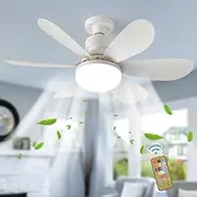 Ganeed Socket Ceiling Fan with Light, 3-Speed LED Ceiling Fan Light, 52 cm Ceiling Light Fixture for Bedroom Kitchen - E27