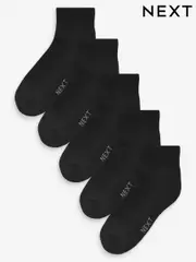 Black 5 Pack Cushioned Mid Trainer Socks (154222) | $22
