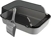 Generic Open Top Cat Litter Box Pet Litter Tray Cat Toilet Kitten Potty Toilet for Indoor Cats, Gray