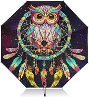 [RPLIFE] Umbrella, Auto Open Close Umbrella Small Compact Windproof, Compact Size for Backpacks/Handbags - for Travel, Dreamcatcher Owl Galaxy