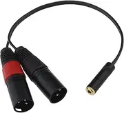 VGOL 3.5mm 1/8 Inch Female to Dual XLR Male Microphone Cable Balanced 3.5mm to 3pin Dual XLR Male Stereo Short Cord for Computers/MP3/DVD/TV/Radios 33.5cm