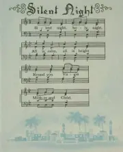 VTG SILENT NIGHT TOWN OF BETHLEHEM SILHOUETTE PALM TREES HOLY LAND CHRISTMAS