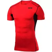 TCA HyperFusion Mens Compression Top Red Short Sleeve Running Base Layer T-Shirt
