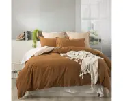 Renee Taylor Essentials Super King Quilt Cover VT Stone Washed Reversible Wood