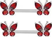 [VERAMI] 14G Stainless Steel Heart Nipple Rings Butterfly Nipple Barbell Starlight Acrylic Ball Nipple Barbell Rings Tongue Rings Body Piercing for Women Men