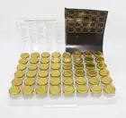 Jam/Balm/Spice Jars Lot Of 48 Size 2"x2" Labels Gold Lid NEW Open Box Apothecary