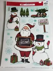 Christmas Window Clings Sticker Decals Holiday Decor Santa Snowmen