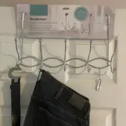 Brookstone Over-the-door Hook Rack 5 Double Hooks Durable Steel Rust Free New