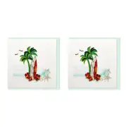2x Boyle Handmade Paper 15x15cm Quilled Blank Greeting Card w/Envelope Surfboard