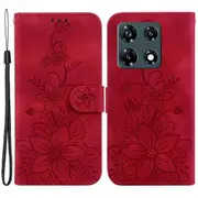 For Infinix Note 30 Pro 4g Slim-fit Phone Case Lily Flower Imprint Pu Leather Wallet Stand Shell