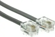 2 Feet Modular Phone/Telephone Wire Line Flat Cord/Cable, RJ11 6P4C, SILVER GREY