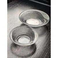 在飛比找ETMall東森購物網優惠-水晶玻璃碗水果盤小蝶盤子碟商用點心碟子蝶子精致小果盤條紋家用