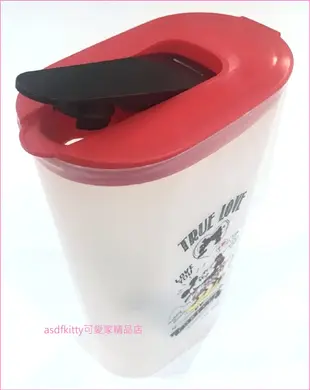 asdfkitty可愛家☆迪士尼米奇米妮紅蓋半透明寬口塑膠冷水壺-2L-日本製