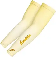 [Franklin Sports] Baseball Arm Sleeves - Baseball + Softball Arm Compression Sleeves for Boys + Girls - Youth Arm Compression Sleeves Pair - Vanilla/Gold - Youth OSFM
