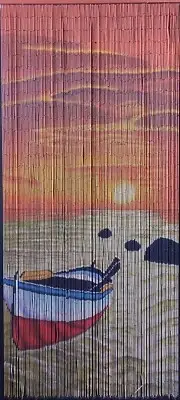 Boat Bamboo Door Curtain Hand Painted 125 Strings