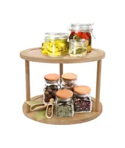 BAMBOO LAZY SUSAN TURNTABLE 2-Tier Kitchen Countertop Rotating Condiments